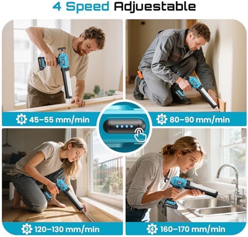 seesii cordless caulking gun w/2 x 2.0ah batteries on a desk or shelf