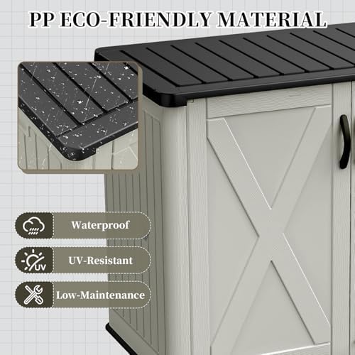 patiowell resin outdoor storage cabinet, 26 cu.ft horizontal, side view