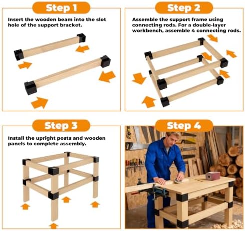 workbench brackets kit 12 pcs 3-way right angle, front angle view