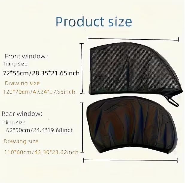 4 Pcs Full Set Car Window Screens for Sedan, Front & Rear Window Sun Shade Mesh Covers, UV Protection & Anti-Mosquito Car Side Window Net, Ventilated Breathable Design