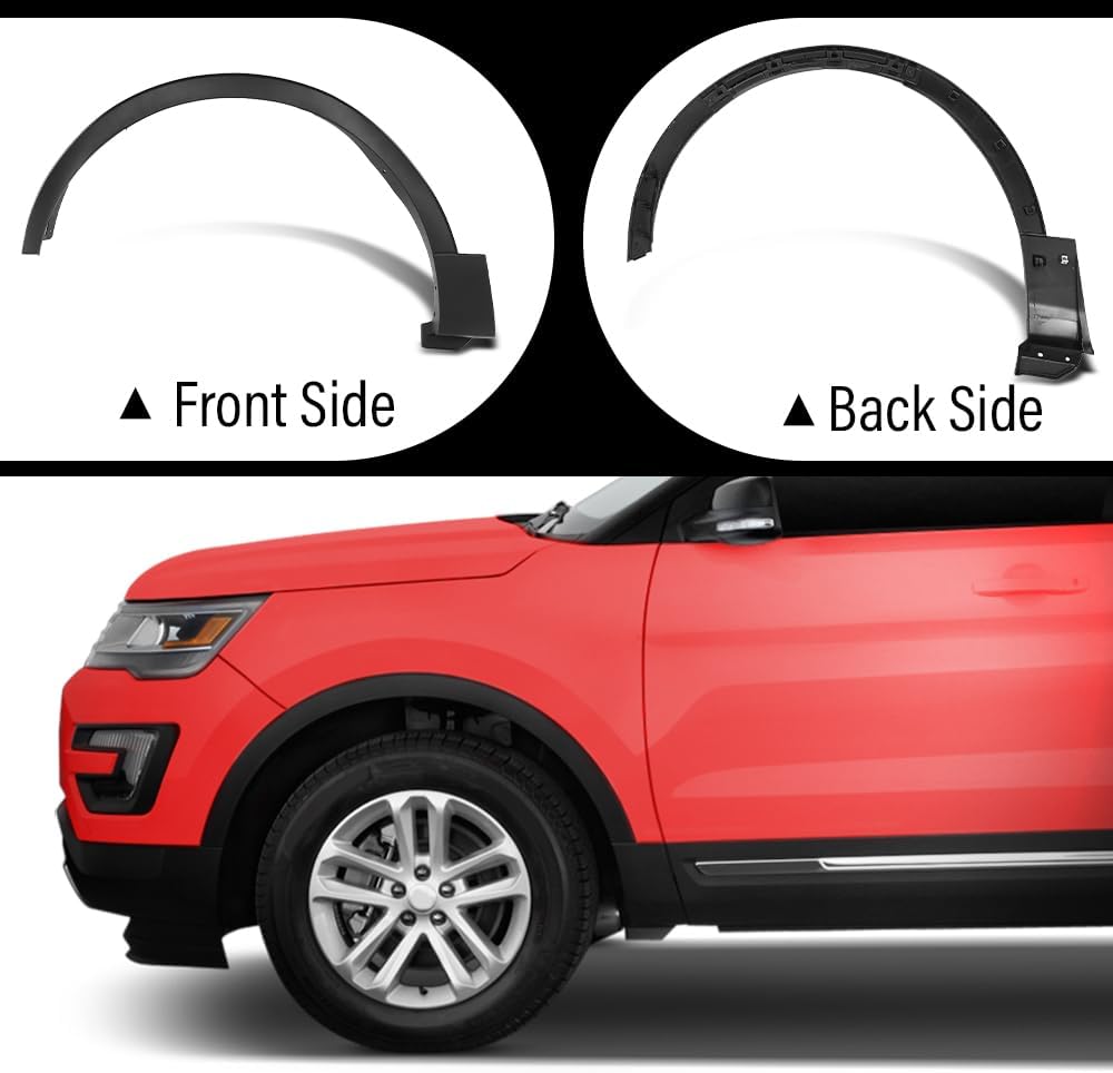 ANDPLAY Front Left & Right Fender Flares Wheel Trim Opening Molding Compatible with Ford Explorer/Police Interceptor Utility 2016-2019 FB5Z16038AB, FB5Z16039AB, FO1291130, FO1290130 Black