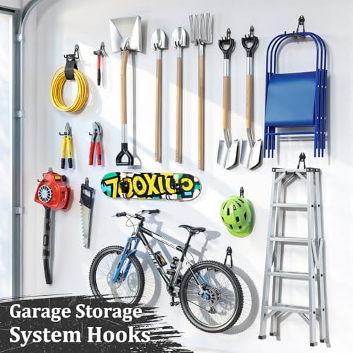 housolution steel garage hooks - 30pack anti-slip coating shown in use