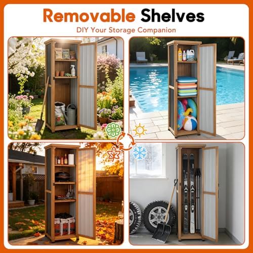 outdoor storage cabinet, wood & metal storage shed, package contents