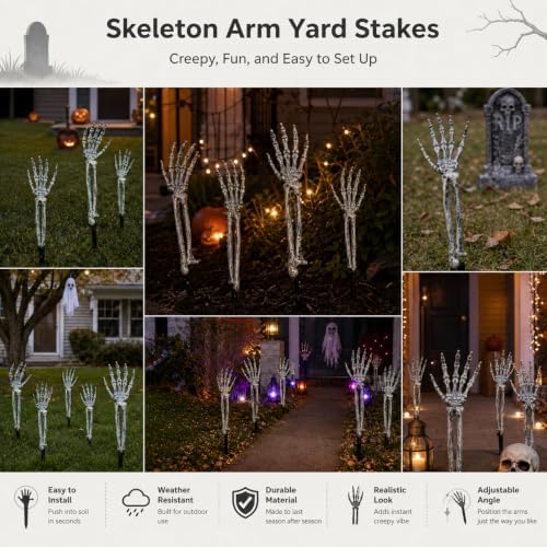 Halloween Decorations Outdoor, 12 Pcs Skeleton Arms Yard Stakes,17.7in