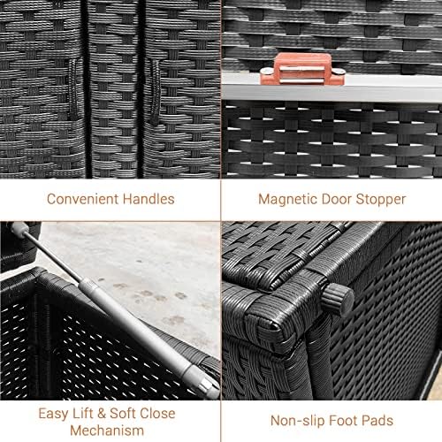 giantex rattan deck box outdoor&indoor 88 gallon wicker showing dimensions