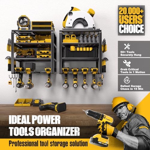 spampur power tool organizer wall mount shown in use