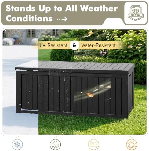 kamaboko 230 gallon outdoor storage box waterproof deck, side view