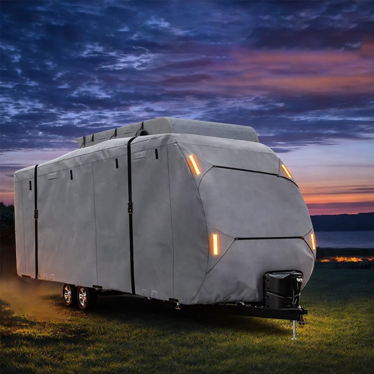 RV Cover for Travel Trailers for Keystone Springdale 281RK 2023 2024 2025, Heavy Duty Water-Resistant Camper Cover with Zipper Access Panels All-Weather Outdoor Storage Cover