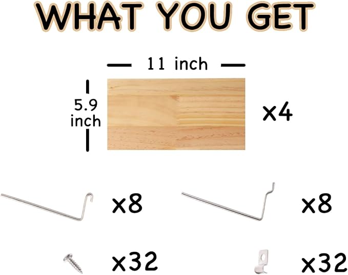 Shelves for PegBoard, Pine Wooden Pegboard Shelf Wall Organizer, Wooden Board - Image 3