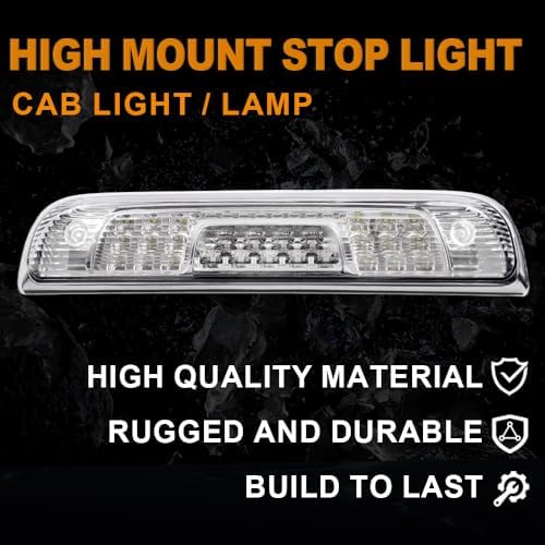 G-PLUS LED 3rd Brake Light Fit Chevy Silverado 1500 2500HD 3500 2014-2018 | Rear Third Brake Light Fit GMC Sierra1500/2500HD/3500 2014-2018,3RD Cargo Led Tail Lamps Clear lens Chrome Housing
