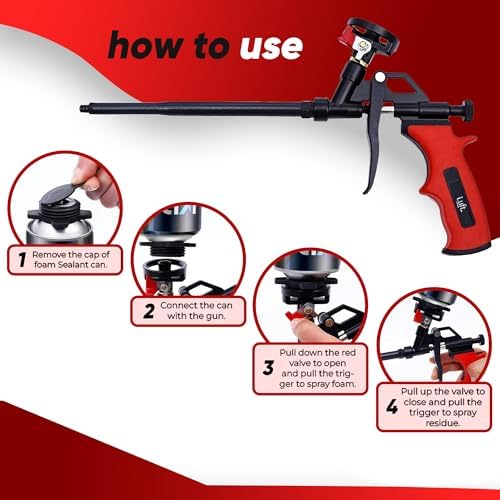 professional expanding foam spray gun, 9 insulation guns, side view