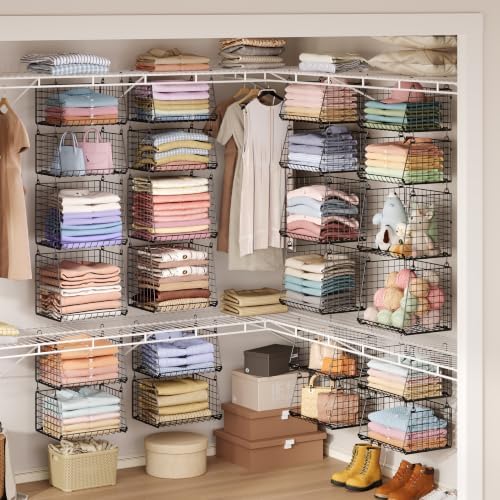 lyuwanxian 4-tier hanging closet organizer with 360°rotating hooks, main product view