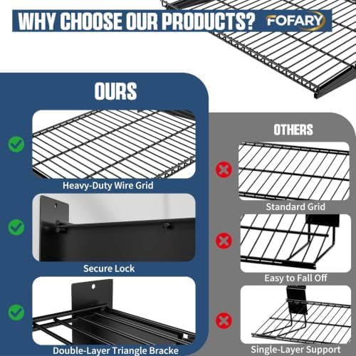 garage wall shelving 24"x12" 2-pack, wire wall shelves on a desk or shelf