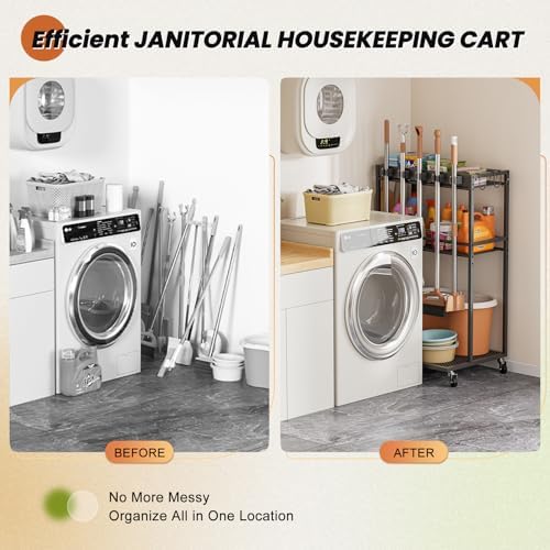 broom holder with cleaning supplies organizer, broom closet, package contents
