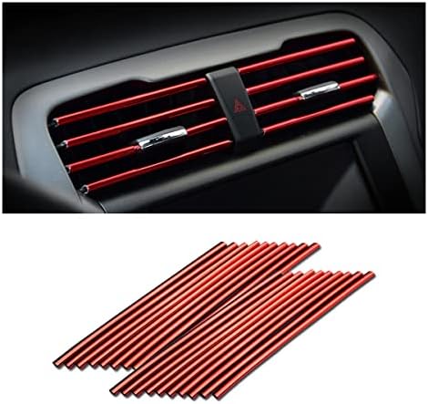 20 Pieces Car Air Conditioner Decoration Strip for Vent Outlet, Universal Waterproof Bendable Air Vent Outlet Trim Decoration, Suitable for Most Air Vent Outlet, Car Interior Accessories (Red)