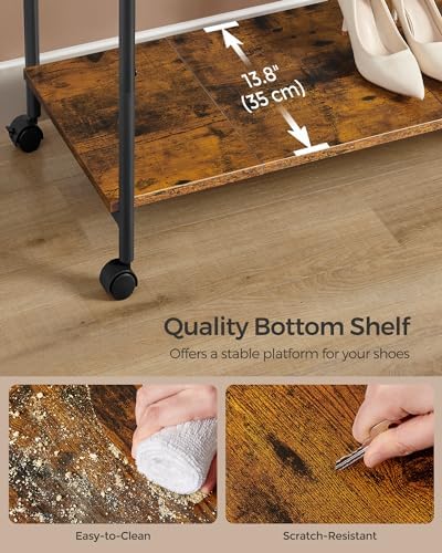 songmics clothes rack with wheels, steel garment rack on a desk or shelf