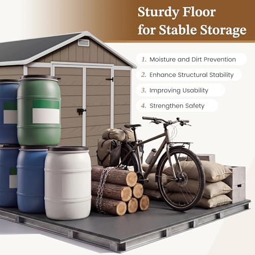udpatio outdoor resin storage shed 7.5x10 ft, plastic on a desk or shelf