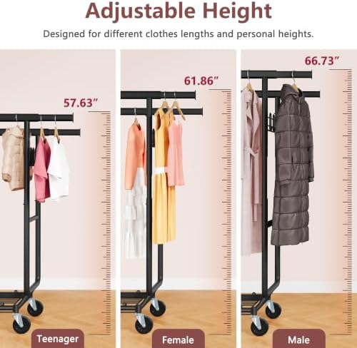 hoctieon 2-minute assembly double rod clothes rack, heavy, close-up detail