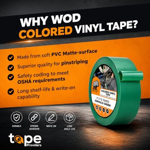 WOD VTC365 Black Vinyl Pinstriping Tape, 1/4 inch x 36 yds. for School Gym Marking Floor, Crafting, & Stripping Arcade1Up, Vehicles and More