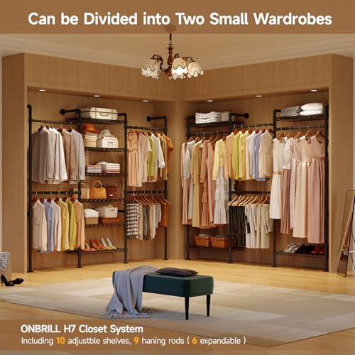 onbrill l7 wall mounted industrial pipe clothing rack, package contents