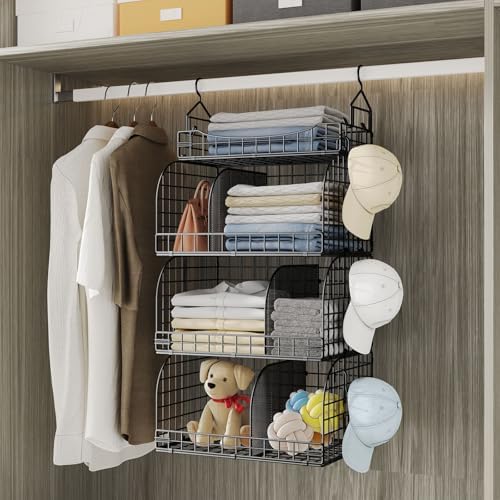 hapirm hanging closet organizer storage - 4 tier, side view