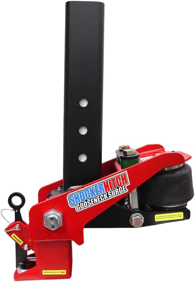 Shocker 30K Gooseneck Surge Air Hitch & Shift Lock Coupler for 2-5/16" Ball, Square 4" & 3-15/16" Stem