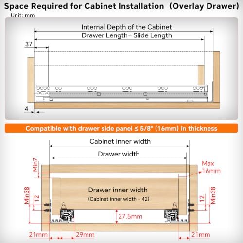 undermount soft close heavy duty drawer slides 21, package contents