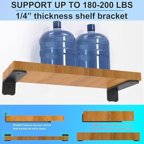 eurydice heavy duty floating shelf brackets, 1/4 in showing dimensions