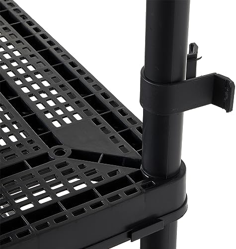 gracious living 4-shelf fixed-height medium-duty storage, black, 2-pack on a desk or shelf
