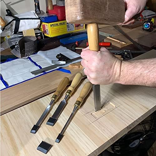 schaaf tools 4-piece wood chisel set for woodworking, front angle view