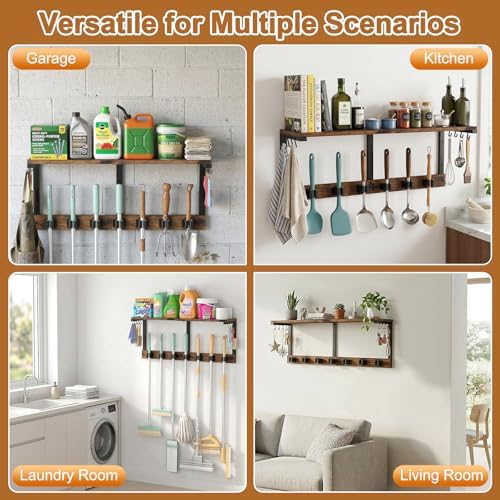housolution wall mount broom holder hanger laundry room, package contents