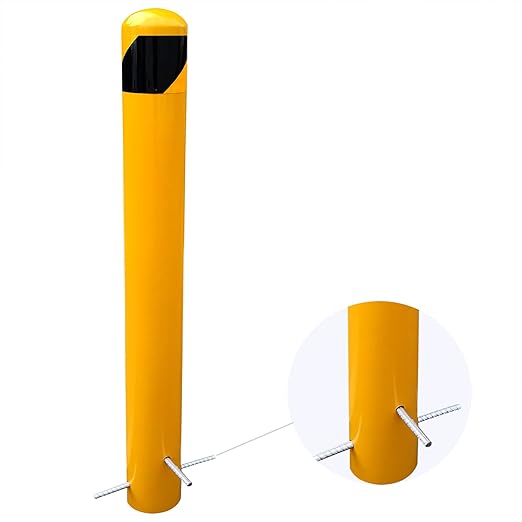 46 inch High Pour in Place Steel Bollard Post, 5-1/2" OD Safety Bollard Yellow by BIGalleons