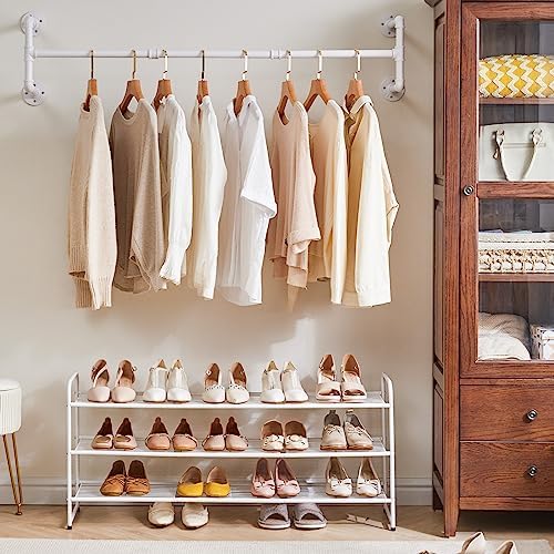ibuyke 50" industrial pipe clothes rack wall mounted, side view