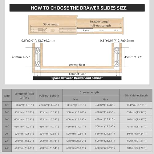 10 inch soft close drawer slides 6 pairs, front angle view