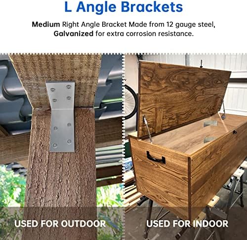 3"x3" l brackets heavy duty 12-ga, galvanized angle, side view