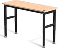 WORKPRO 60" Adjustable Workbench, Rubber Wood Top Heavy-Duty Workstation