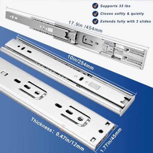 10 inch soft close drawer slides 6 pairs shown in use