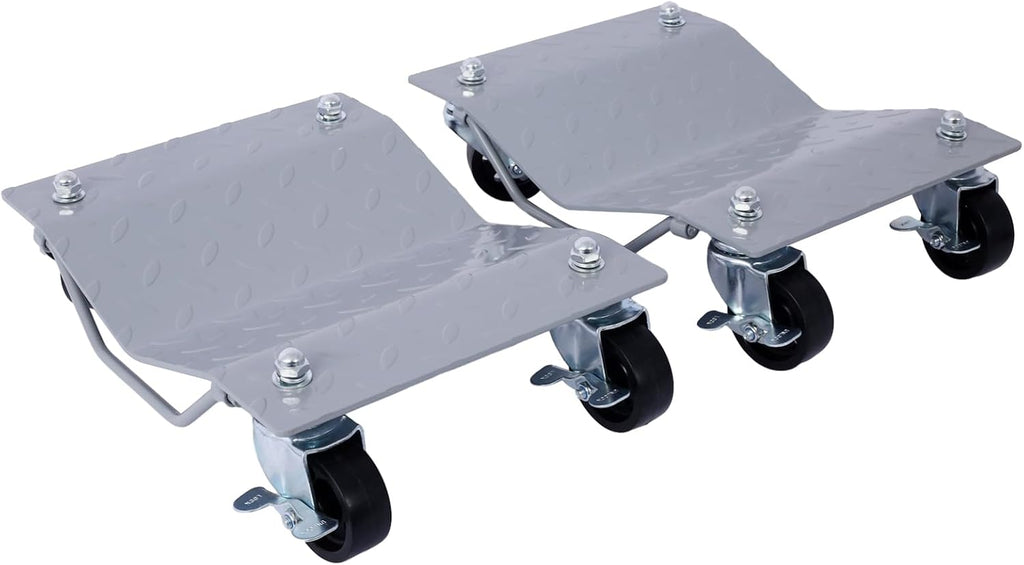 6000lbs Heavy Duty Car Wheel Dollies - 4 Pack Tire Skating Set (Gray + Steel) | Smooth Mobility: 4 universal swivel casters per dolly for 360-degree movement