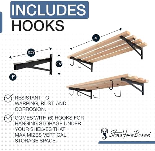 storeyourboard 24 inch heavy duty shelf brackets, set, close-up detail