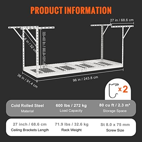 vevor overhead garage storage rack, 3x8 ceiling racks on a desk or shelf