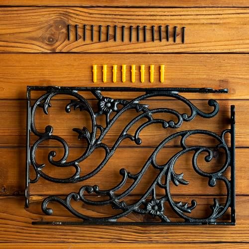 15.8''x9.5'' decorative shelf brackets,2 pack cast iron shelf, package contents