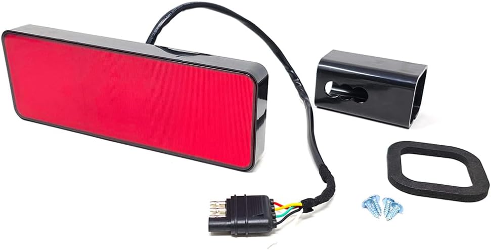 Towing Trailer Hitch Cover Tow Hitch Red LED Brake Light Sequential Signal Lamp Strobe Flash Plug for 2" Receiver SUV Pickup Truck