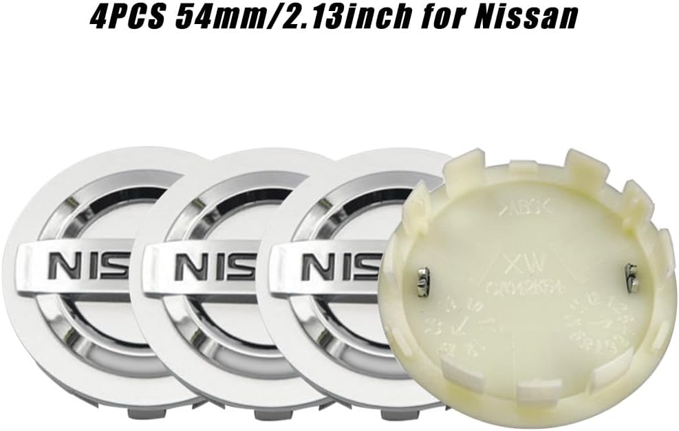 4PCS Wheel Center Caps for Nissan Replacement Accessories, ABS Wheel Rim Hubcaps Hub Cover, 54mm/2.13 Inch (Silver)