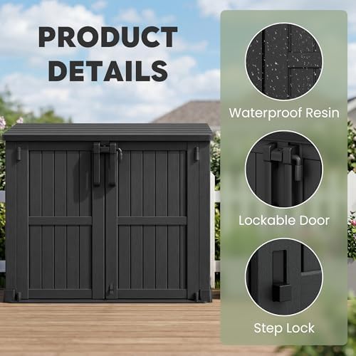 lhbcraft waterproof outdoor storage box 36 cu ft shown in use