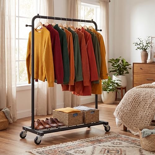 sywhitta metal clothing rack on wheels with mesh, package contents
