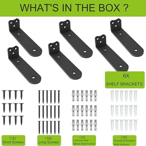 10inch black heavy duty floating shelf bracket 6, package contents