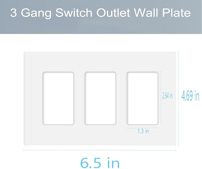 3-Gang Screwless Decorator Wall Plate Cover Switch Outlet Electrical Faceplate - Image 2