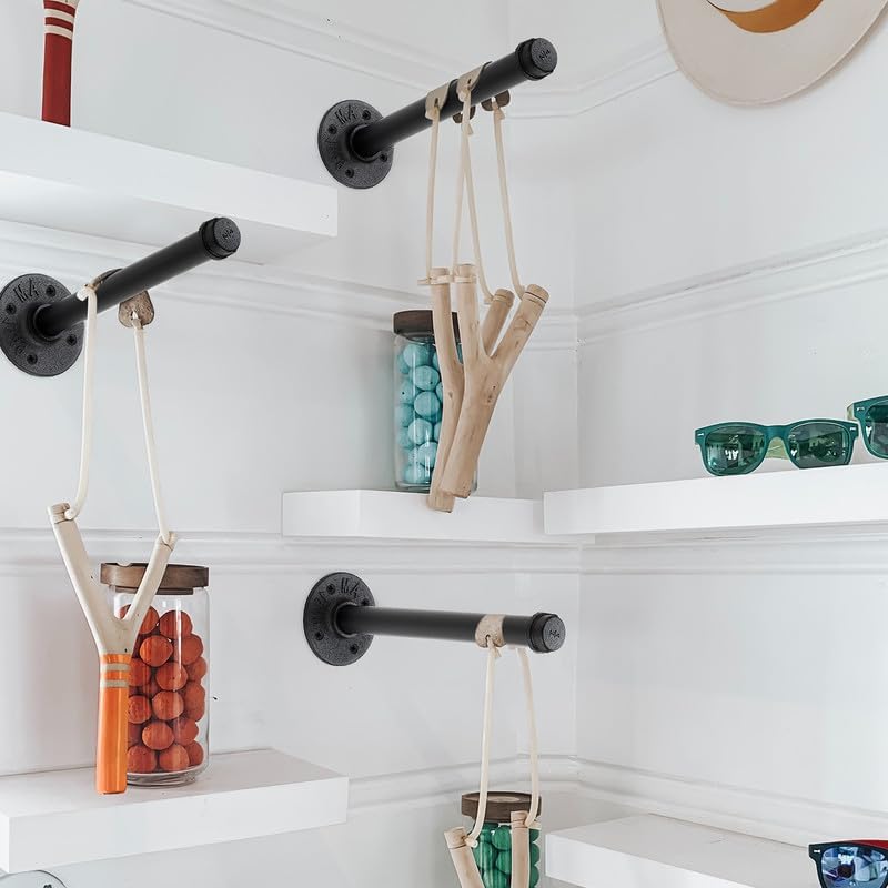 6 inch black industrial pipe floating clothing rack, package contents