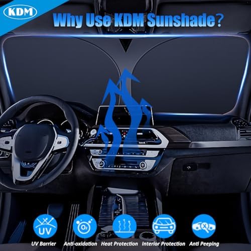KDM Sunset Beach Style Windshield Sun Shade Fit for 2010-2023 Toyo-ta 4Runner,Foldable Front Reflective Windows Sunshade Visor Protector Blocks UV Rays Heat