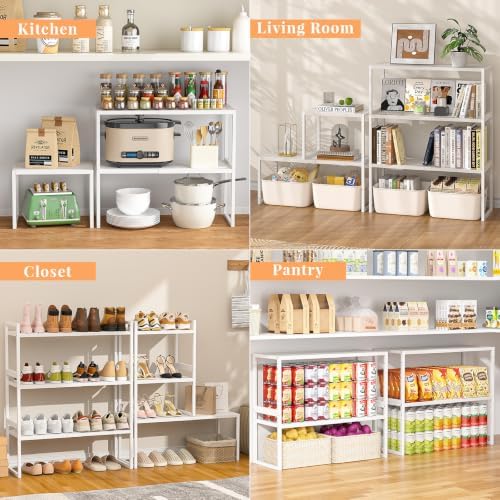 threehio 2 pack stackable closet organizers and storage on a desk or shelf